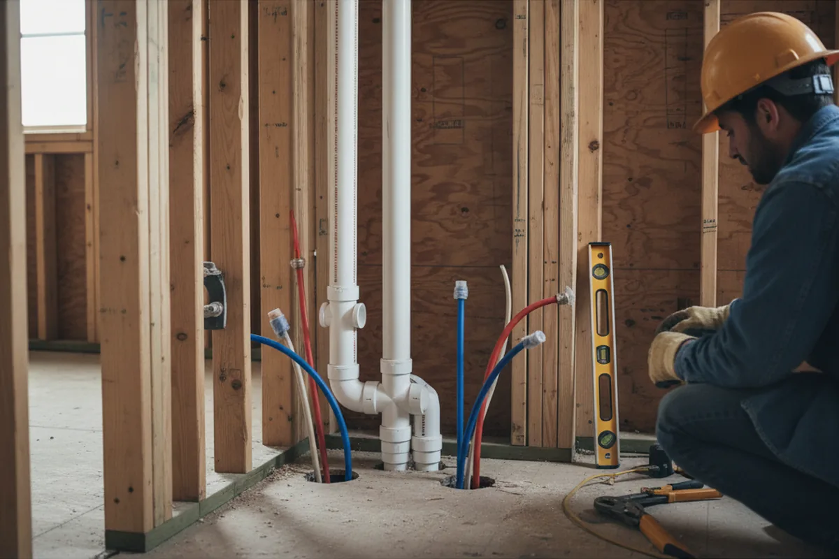 Drain and supply rough-in during Drain Cleaning in Millican