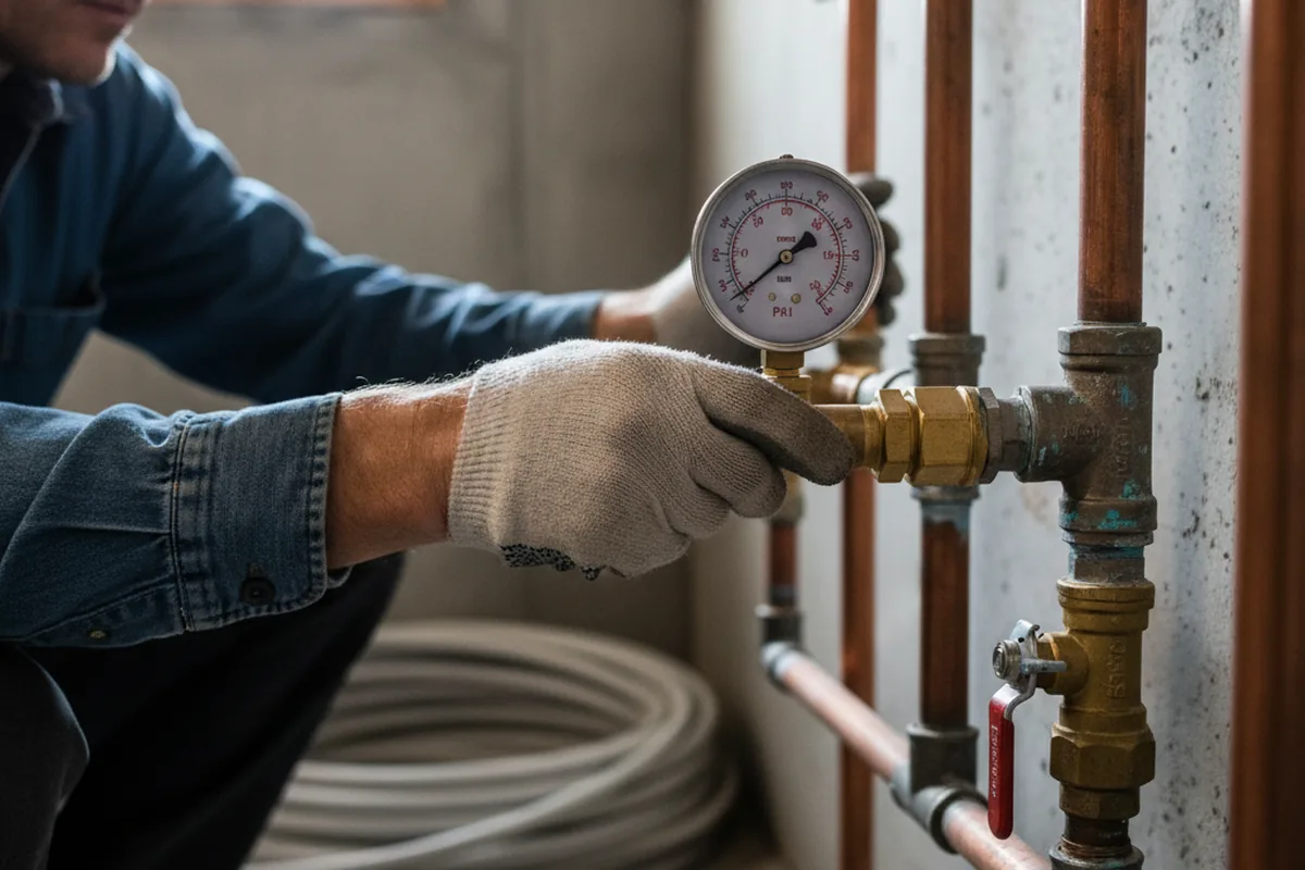 Pressure testing a repaired line during Water Line Repair in Millican
